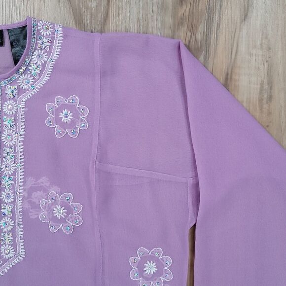 🔹️DKNY Jeans Lavender Sheer Tunic Cover-up/Blouse Small - Picture 4 of 12